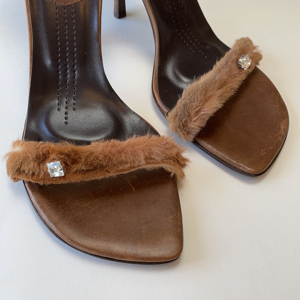 dusica dusica Brown Rabbit Fur & Leather Heels - Picture 3 of 7